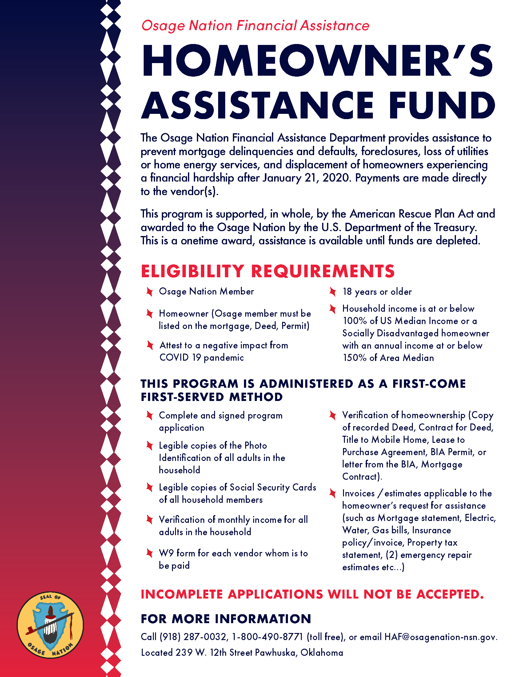 Osage Nation Launches Homeowners Assistance Funding Program Osage Nation